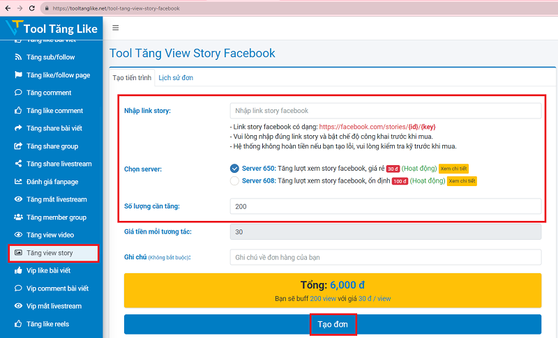 Tool tăng view story trên facebook giá rẻ